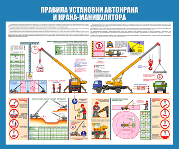 C33 Стенд правила установки автокранов (1200х1000 мм, пластик ПВХ 3 мм, алюминиевый багет золотого цвета) - Стенды - Тематические стенды - Магазин охраны труда ohranatruda-shop.ru